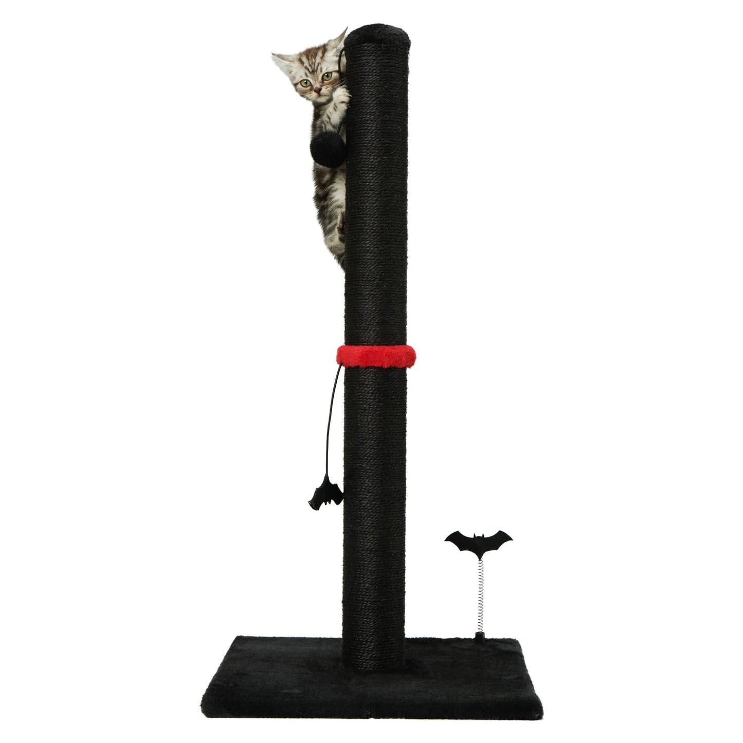 Poste Rascador de Sisal MECOOL Negro con Bola Colgante para Gatos Adultos y Gatitos de Interior