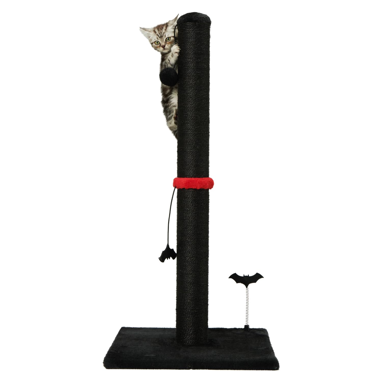 Poste Rascador de Sisal MECOOL Negro con Bola Colgante para Gatos Adultos y Gatitos de Interior