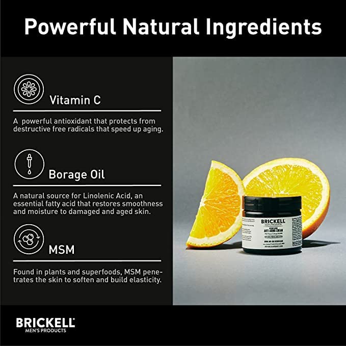 Brickell Men's Products Brickell - Crema antienvejecimiento para hombre, natural y orgánica, aroma de vitamina C