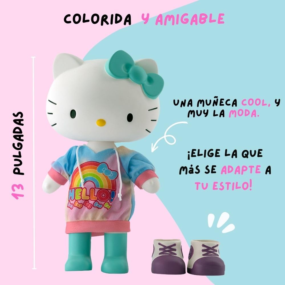 HELLO KITTY Muñeca, Tamaño 13", Multicolor - 1 Unidad