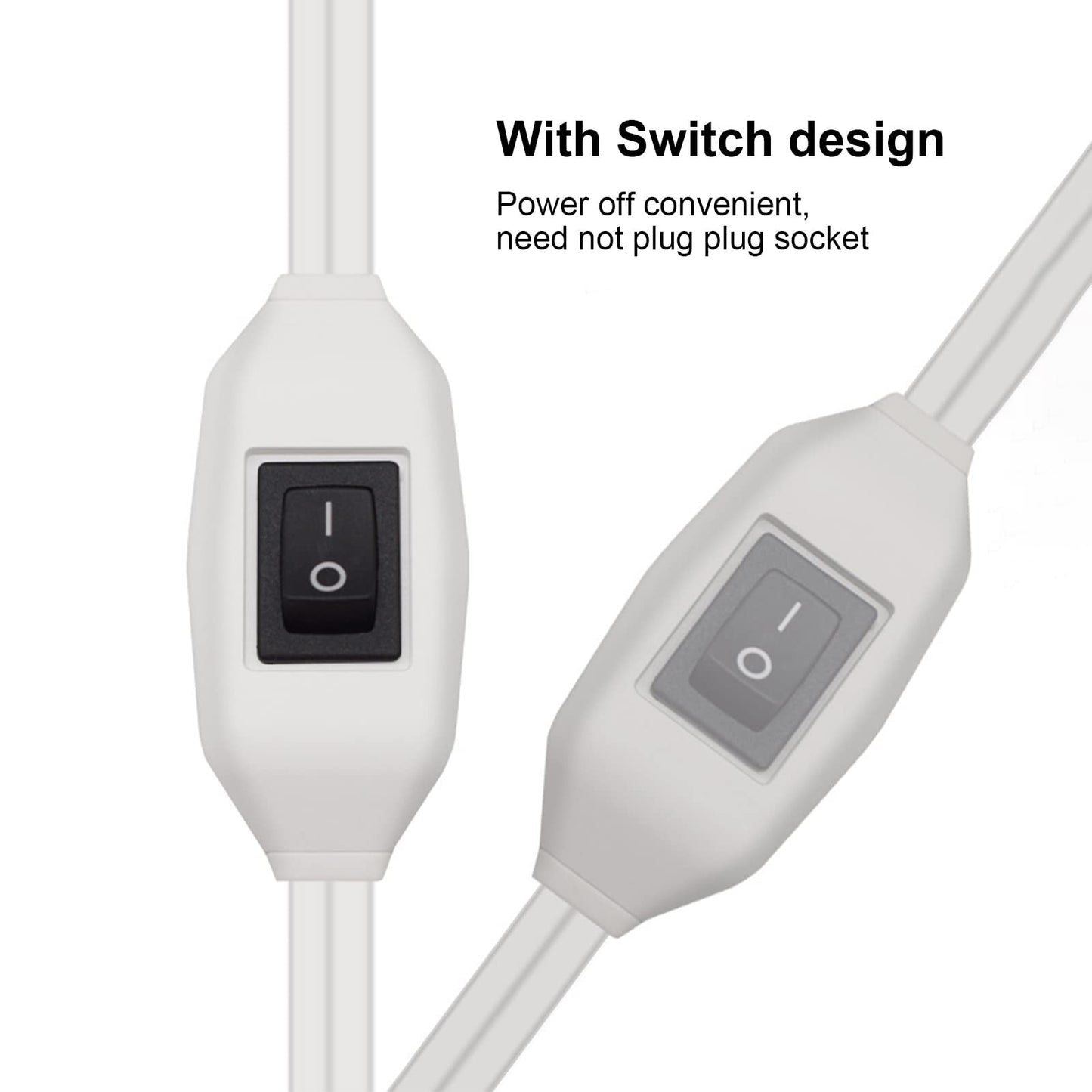 Cable de Extensión Coninterruptor de Encendido y Apagado, Ignífugo, Duradero, Portátil, de 2 Clavijas, Cable de Extensión (Blanco)