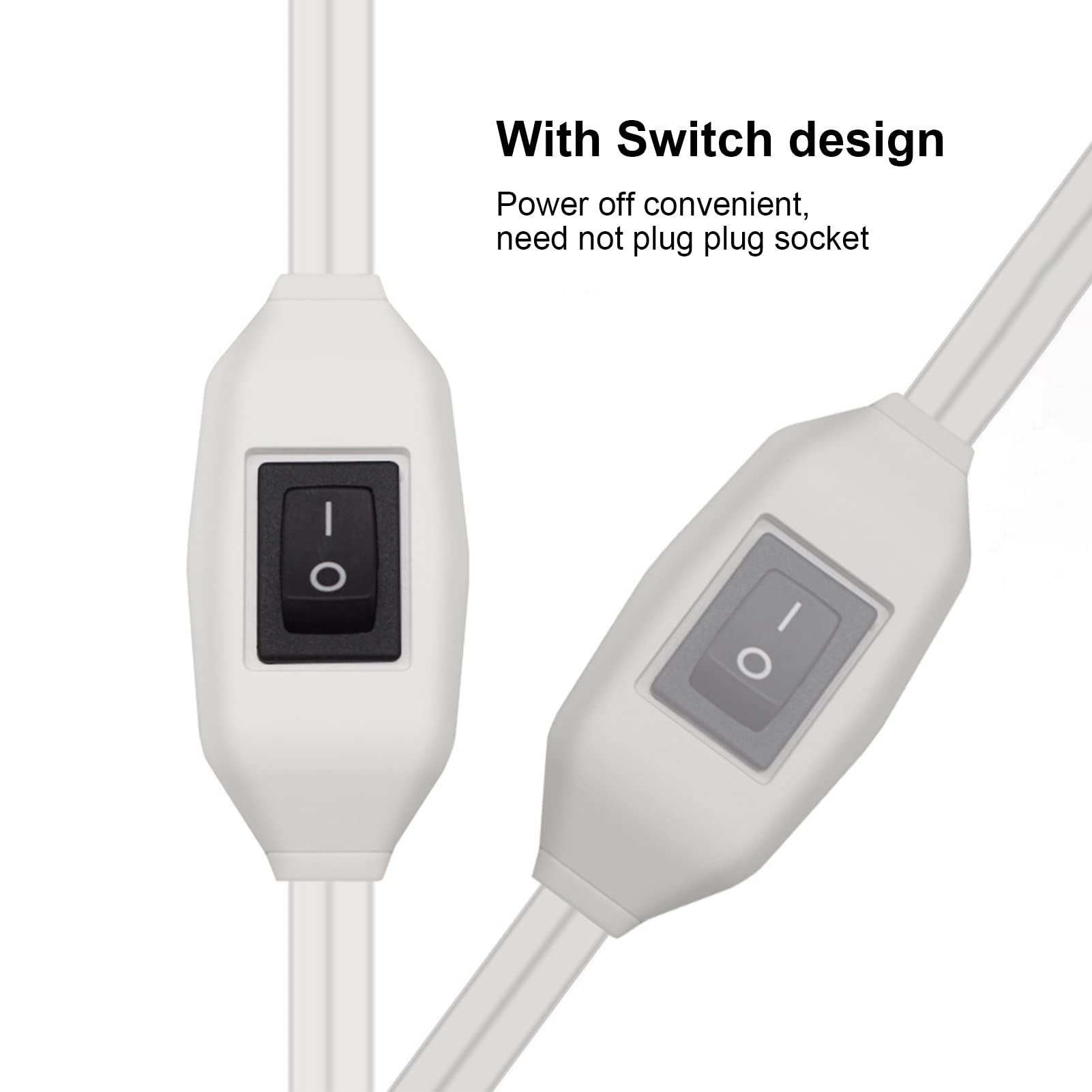 Cable de Extensión Coninterruptor de Encendido y Apagado, Ignífugo, Duradero, Portátil, de 2 Clavijas, Cable de Extensión (Blanco)