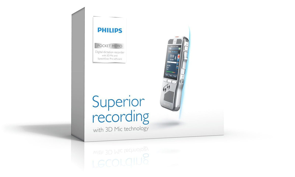 Grabadora de Voz Philips Digital Pocket Memo 32 GB con SpeechExec Pro Dictado SW