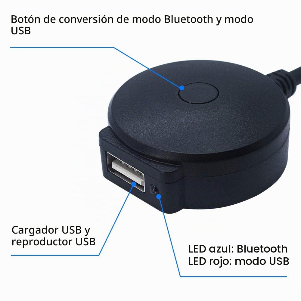 Adaptador Bluetooth Bojer Negro Compatible con Mini Cooper BMW y Teléfonos Apple Android Music AUX 3.5 Cable Inalámbrico