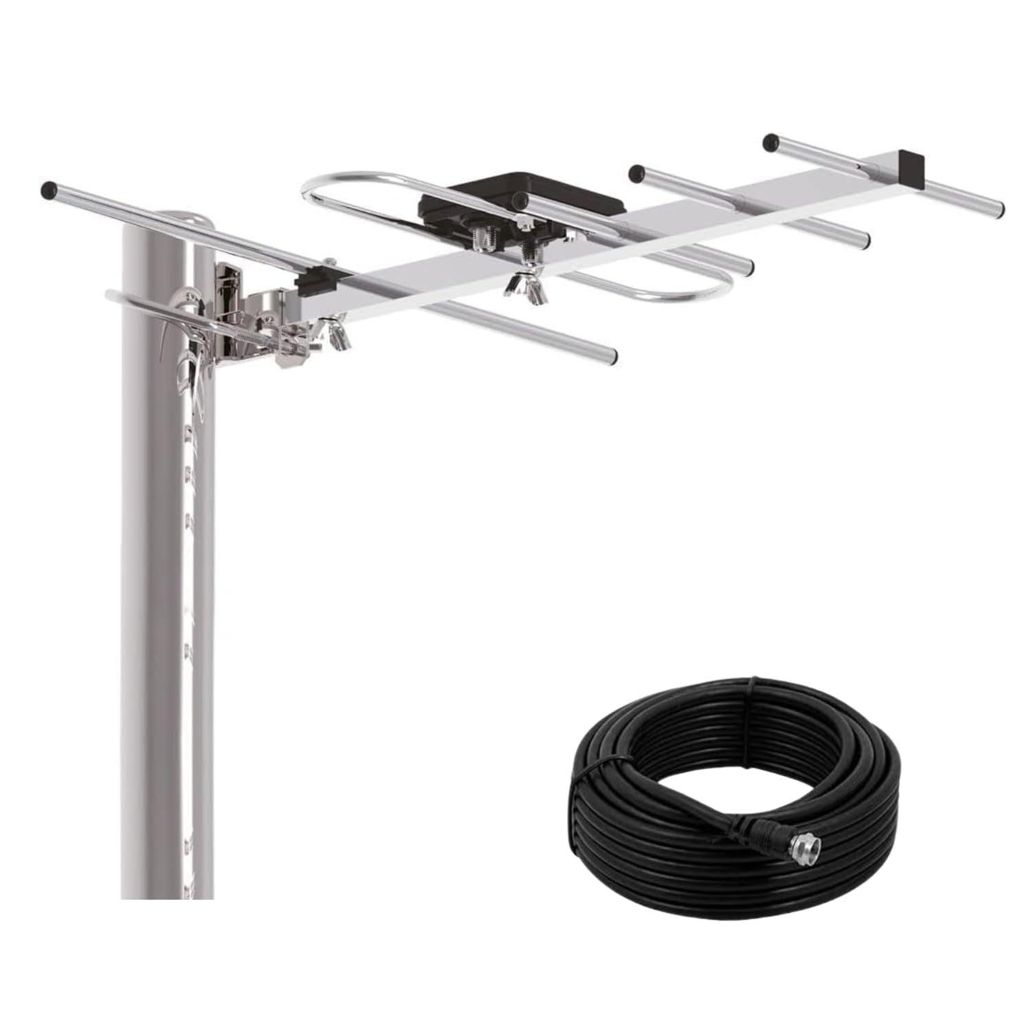 LINK BITS HD005 Antena Exterior aérea HDTV de Largo Alcance, Alcance Amplificado, 12 Elementos, Alta definición, (fácil de Instalar).