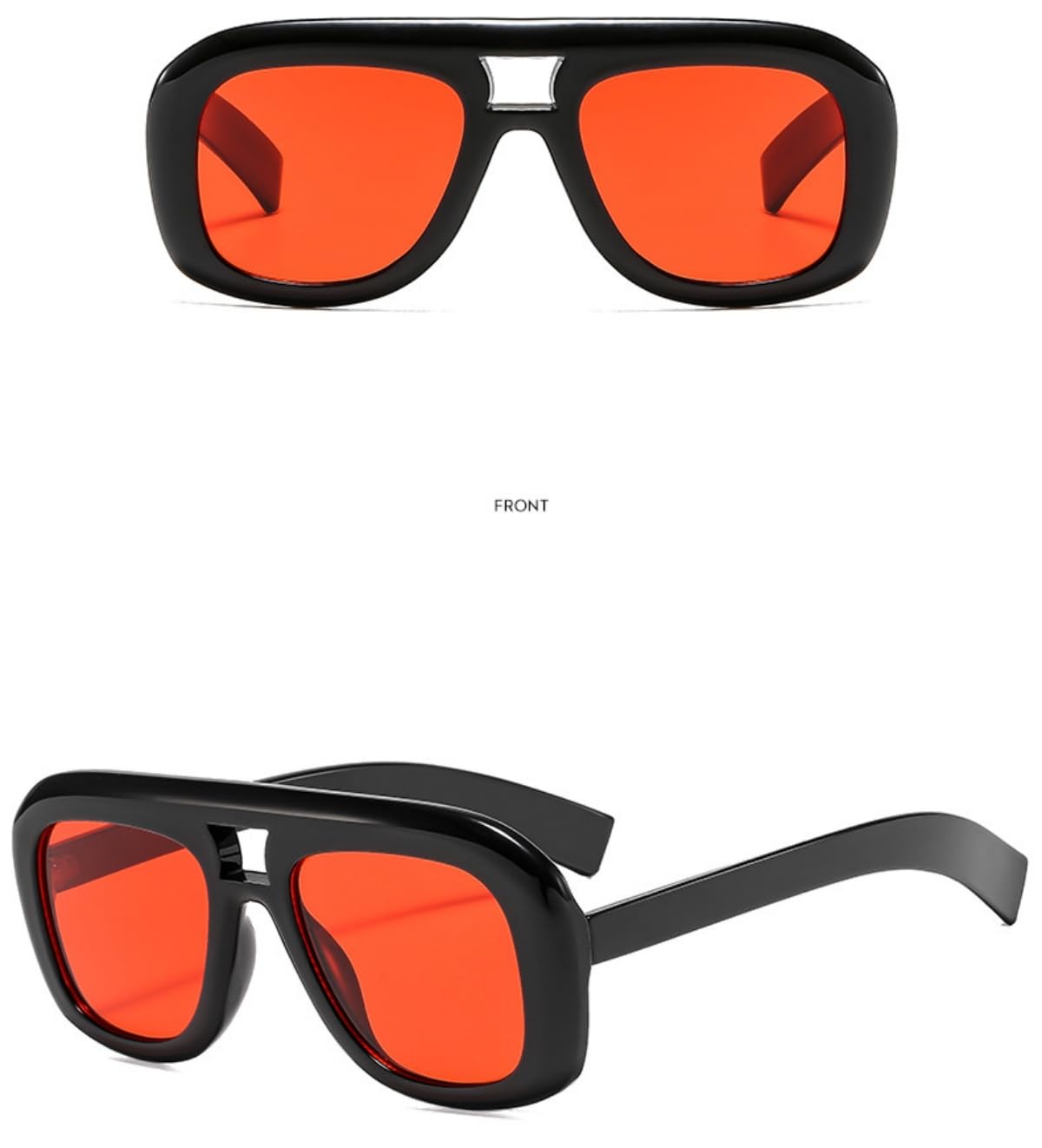 ISIUINN Gafas de sol de aviador cuadradas de moda para hombre y mujer, montura plana estilo años 70, gafas de sol cuadradas extragrandes de estilo vintage (rojo).