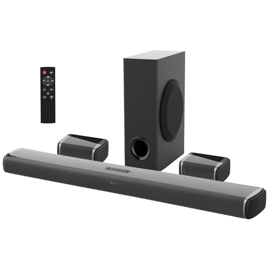 LEQI Barras de Sonido Potente 240W, Sound Bar 5.1 Teatro En Casa con Subwoofer, Barra Sonido Home Theater, Bocina Barra para TV, Conexión Bluetooth, USB Óptico y Auxiliar Incluye Control Remoto