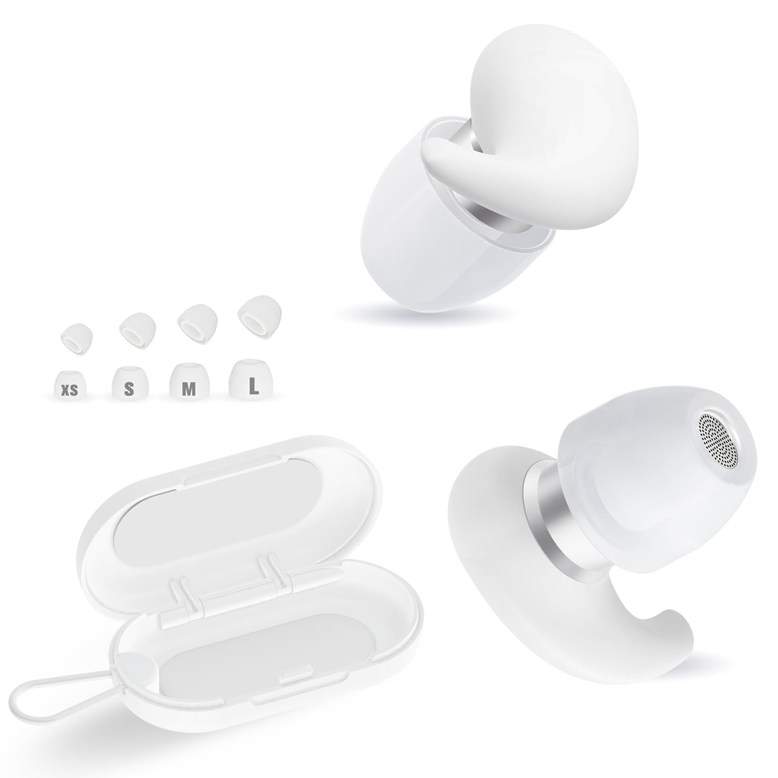 Tapones para Oídos Silicona Suave Reutilizables Blanco 32dB Grande