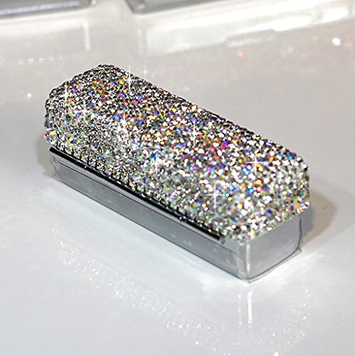 Bestbling Lipstick Bling Rhinestone Crystal Lipstick Case Organizador Caja con Espejo para Mujeres Lipstick Holder-Cosmetic Storage Kit, Plateado