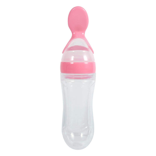 Alimentador de Alimentos para Bebés, Biberón de Silicona Exprimible de Dibujos Animados con Cuchara Dispensadora para Bebés, Bebés(#2)