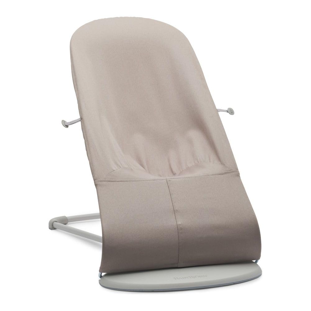 BabyBjörn Silla Mecedora para Bebé Bliss, Tejido, Acolchado pétalo, Gris arena