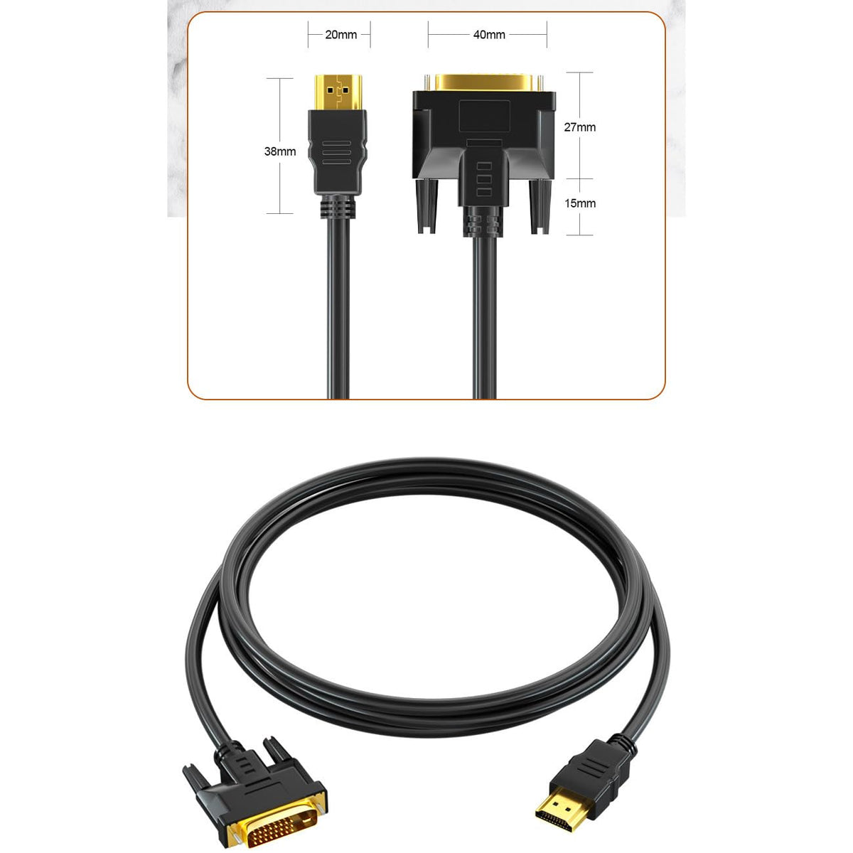 Cable HDMI a DVI Vivoch Negro Interconversión Bidireccional 4K 1.5M