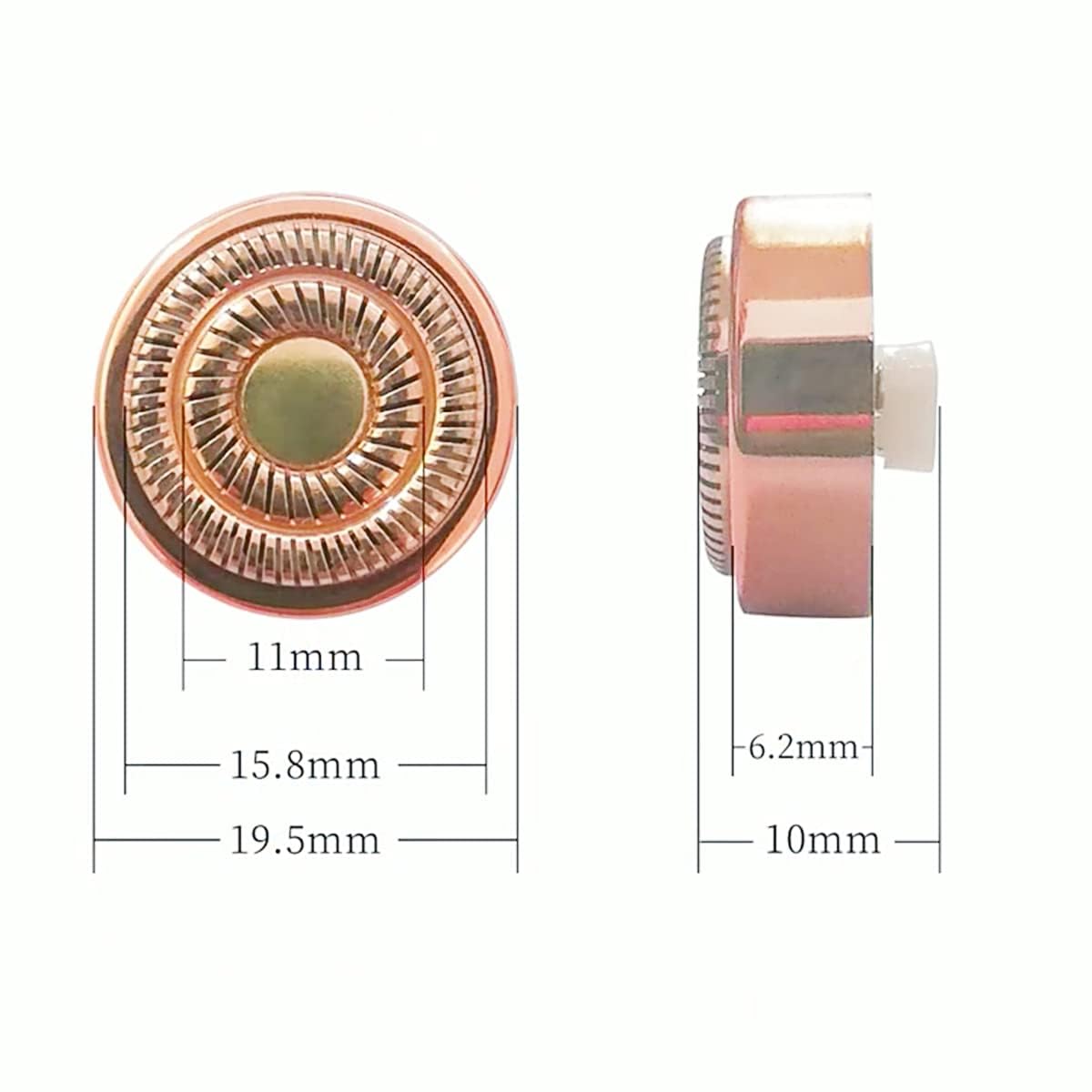 Cabezales de repuesto para acabado táctil, removedor de vello facial sin defectos Gen 2, doble halo indoloro y suave (dorado)