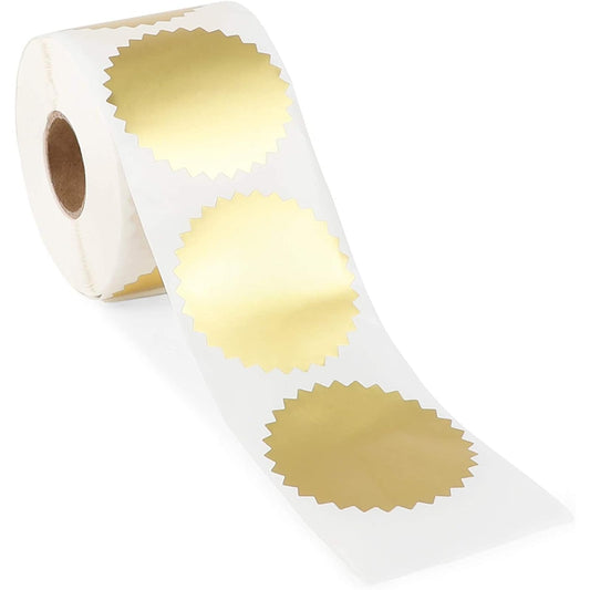 Stockroom Plus Rollo de Pegatinas de Sello Dorado Redondo - 500 Unidades Sellador de Sobres para Invitaciones y Tarjetas de Felicitación - Etiquetas Adhesivas Circulares - 2 pulgadas