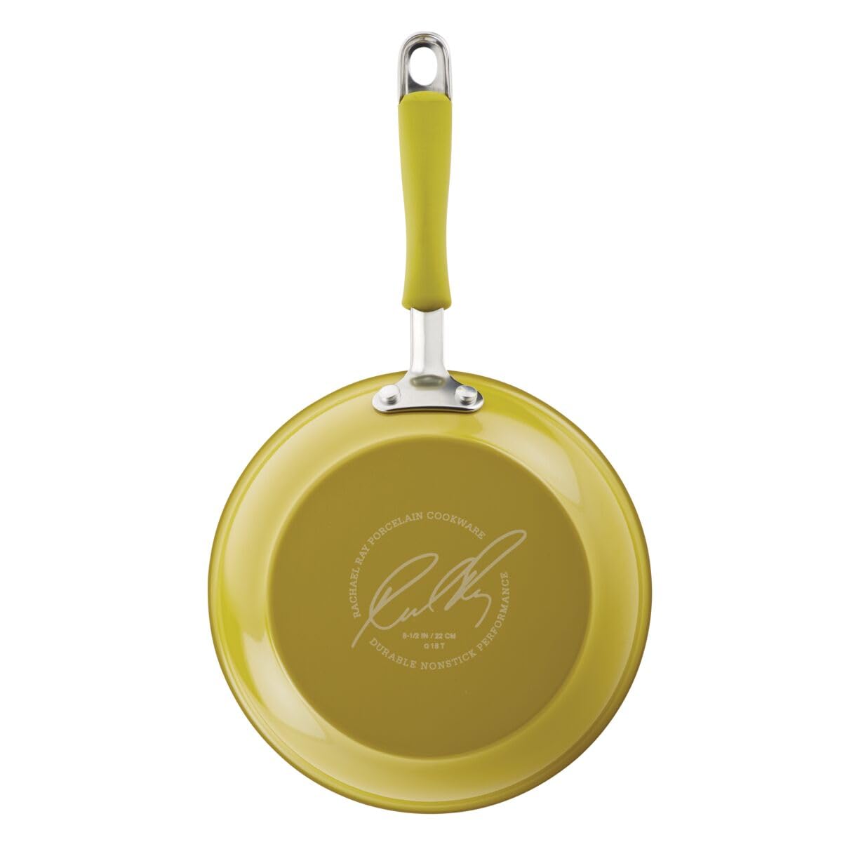 Rachael Ray Cucina - Batería de cocina antiadherente, porcelana dura, 12 piezas, Verde Limon