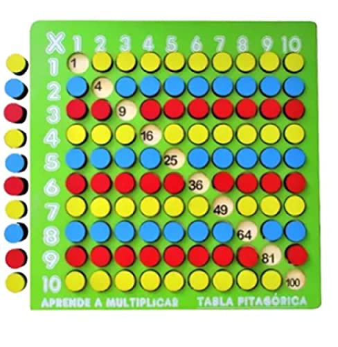 DIDJIG Tabla Pitagórica 20 Cm Madera Premium - Material Didáctico