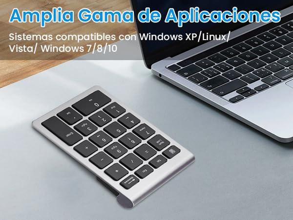 Teclado Numérico Inalámbrico Ergonómico Gris Hierro 22 Teclas para PC iOS OS Laptop
