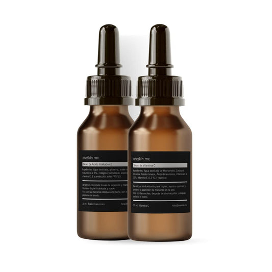 Oneskin Kit Ácido Hialurónico & Vitamina C Para Hombre & Mujer | 30ml cada Sérum| Regeneradora, Hidratante, Antimanchas y Antiarrugas | Fórmula mejorada | Skincare routine para Hombre