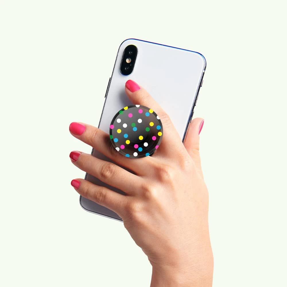 Empuñadura para Teléfono PopSockets Disco Negro con Soporte Expandible Translúcido
