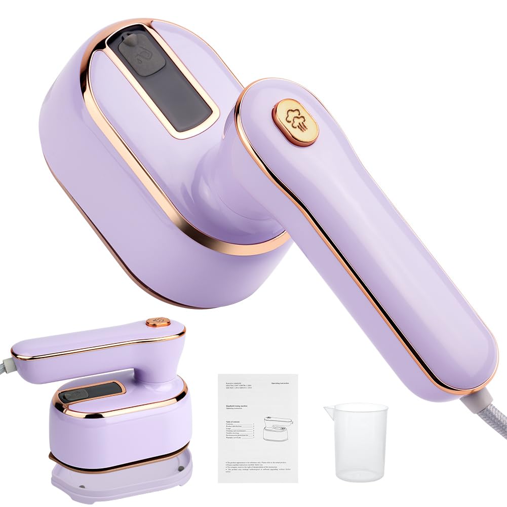 AUAUY Plancha de Vapor Mini, 1000 W, Plancha de Viaje portátil, Plancha de Mano con depósito de Agua de 100 ml, Planchado seco y húmedo, Vapor pequeño, para el hogar y los Viajes (Morado)