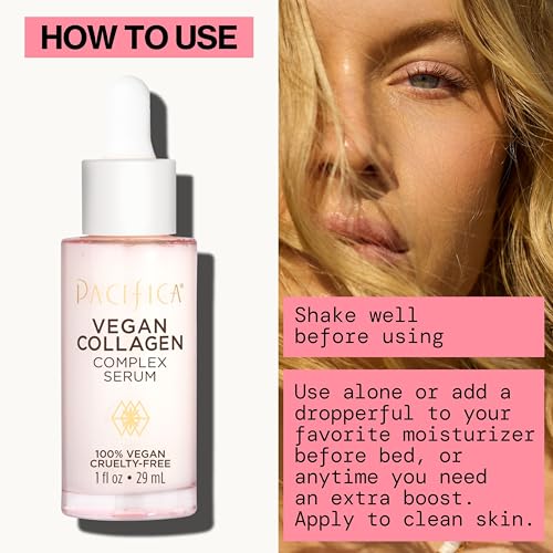 Pacifica Beauty Vegan Collagen Complex Serum, Hyaluronic Acid, Hydrating & Moisturizing for Aging and Dry Skin, 100% Vegan & Cruelty Free, Sulfate, Silicone + Paraben Free