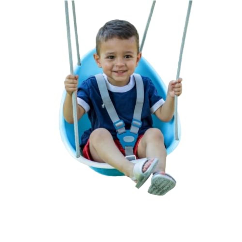 Columpio Swurfer Coconut Blanco con Cuerda sin Ampollas y Arnés de Seguridad para Bebés y Niños Pequeños