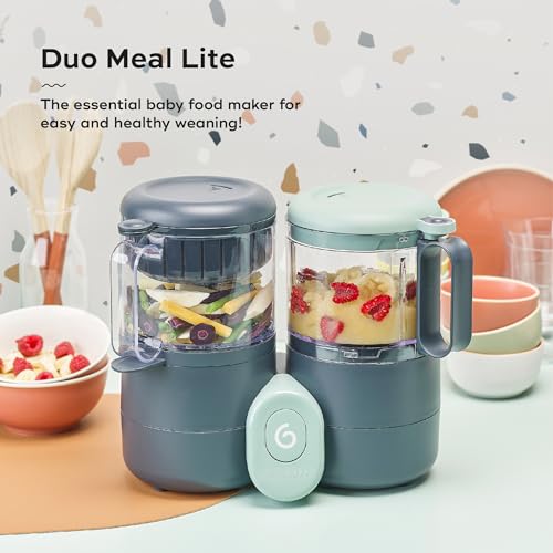 Babymoov Duo Meal Lite: Procesador de Alimentos para Bebés 4 en 1 con Vaporizador, Licuadora, Purés para Bebés, Calentador y Descongelador (Aprobado por Nutricionistas), Gris Oscuro