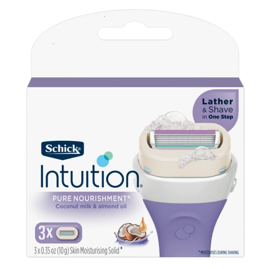 Recambios de Maquinilla de Afeitar Schick Intuition Pure Nourishment para Mujer, Paquete de 3