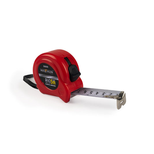 Flexómetro WALKON Rojo Cinta Blanca con Escala en Centímetros, Pulgadas y Fracciones