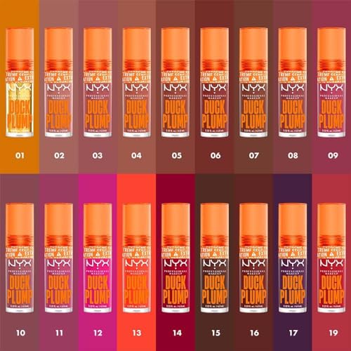 NYX Professional Makeup, Duck Plump, 7ml. Tono: Pure Plum-P (Morado). Brillo labial voluminizador con efecto plumping para un volumen instantáneo. Gloss infusionado con jengibre picante para un volumen visible y de larga duración. Fórmula vegana.