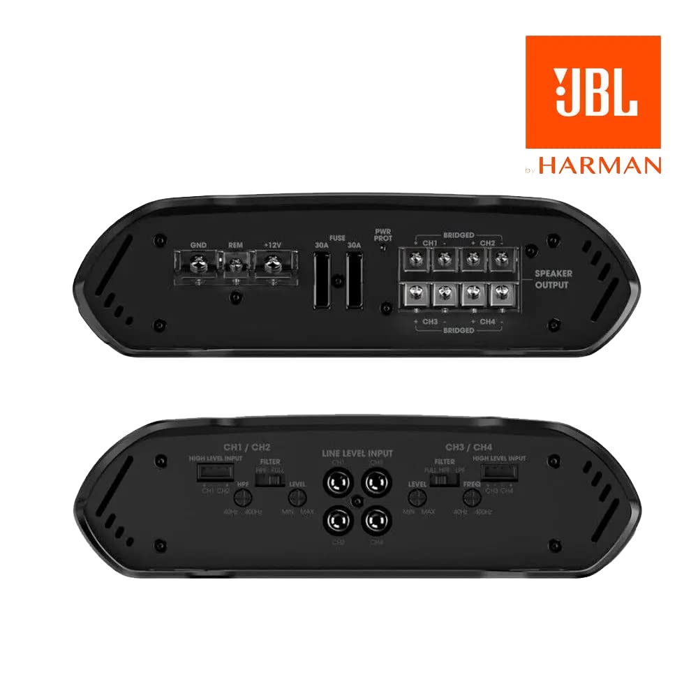 JBL Concert A704 - Amplificador de 4 canales para coche (clase AB, 4 x 70 W RMS, punta de 1000 W, para 4 altavoces de coche, 2 más 1 subwoofer, o 2 altavoces)
