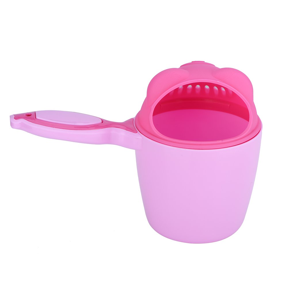 Taza de Enjuague para Bebés Multifunción con Diseño de Dibujos Animados, Rosa, PP, 21x10.7x15 cm, Protección de Ojos, Lavado de Pelo sin Salpicaduras