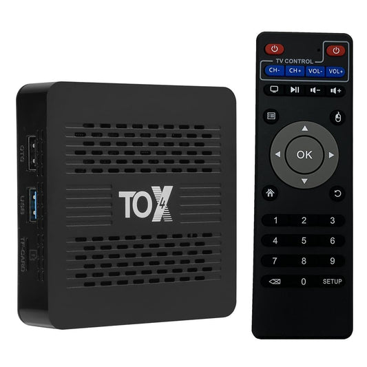 SHYSKY Android TV Box, TOX4 TV Box Android 13.0 RK3528 4GB RAM 32GB ROM 2.4G/5G WiFi 1000M BT5.1 USB3.0 4K H.265 HDR Box