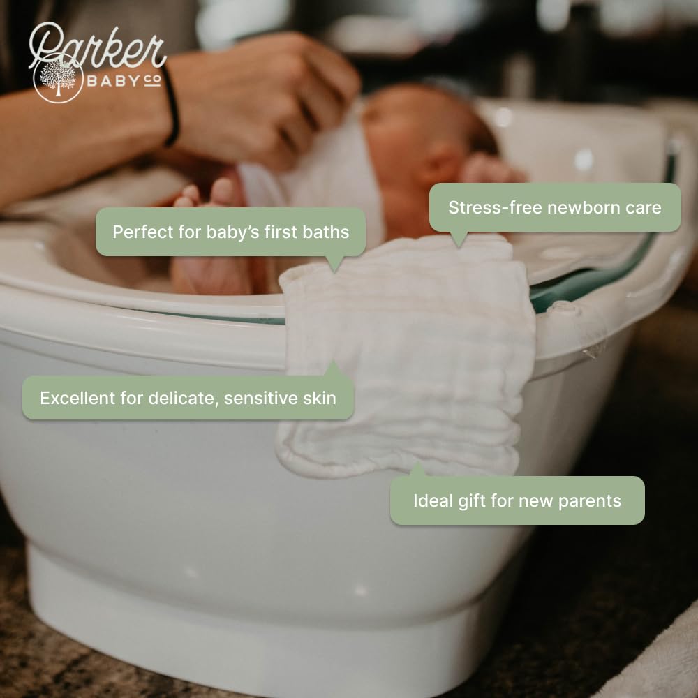 Parker Baby Co. - Juego de 6 Paños de Muselina de Algodón 100% para el baño, Suaves, Absorbentes y Naturales, Color Blanco