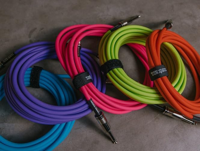 Cable para Instrumentos Ernie Ball Naranja Neón Trenzado Recto/Acodado 3 m