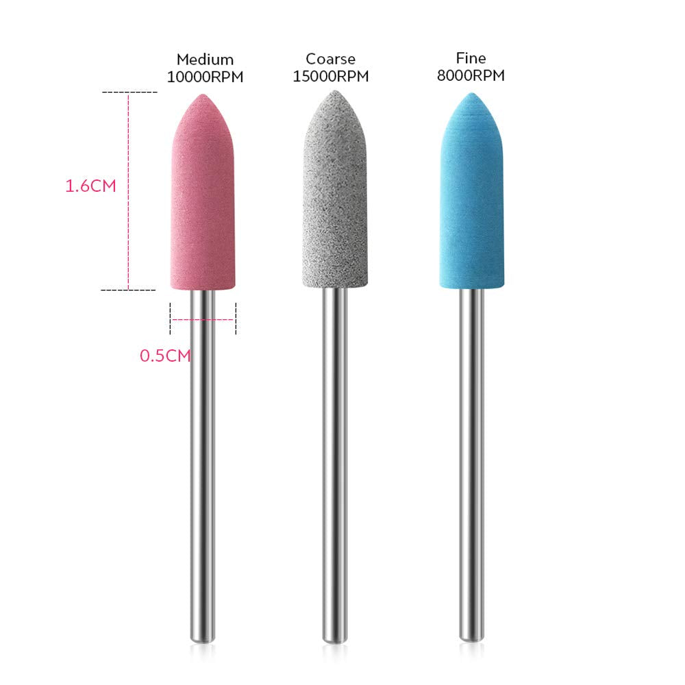KADS 12 brocas de silicona para uñas de salón de manicura