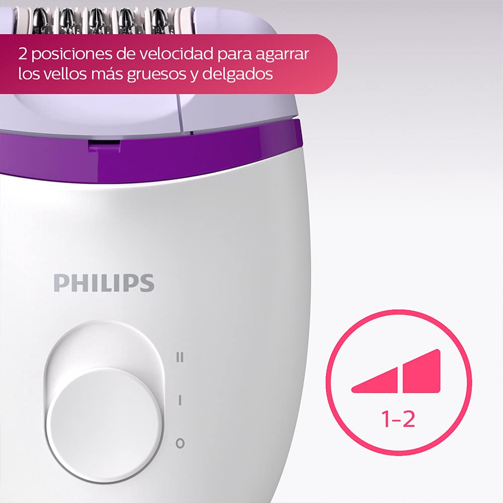 Philips Depiladora con cable compacta satinelle essential para piernas, Blanco