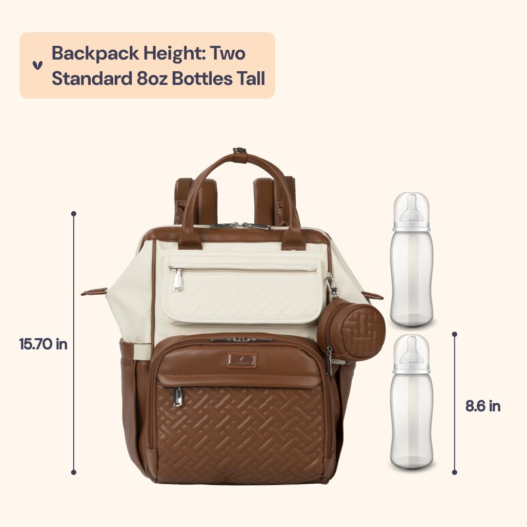 BabbleRoo - Bolsa para pañales para bebé, mochila para pañales de gran capacidad, impermeable, gran apertura en la parte superior, alfombra para pañuelos, funda con chupete extraíble, correas para