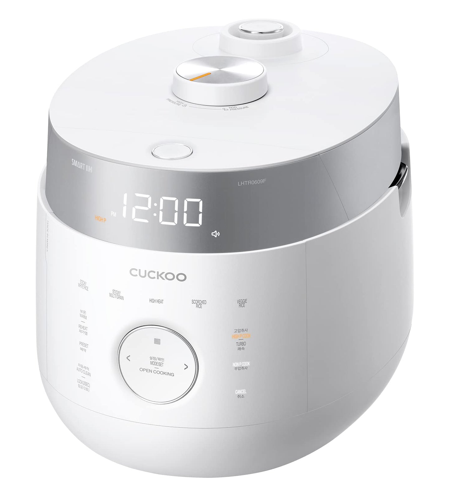 CUCKOO CRP-LHTR1009FW 10 tazas (sin cocinar) / 20 tazas (cocidas) Arrocera a doble presión con olla interior antiadherente, 16 modos de menú, 3 guía de voz, limpieza automática (blanco)