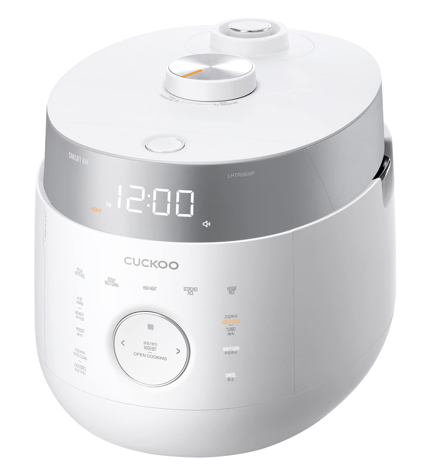 CUCKOO CRP-LHTR1009FW 10 tazas (sin cocinar) / 20 tazas (cocidas) Arrocera a doble presión con olla interior antiadherente, 16 modos de menú, 3 guía de voz, limpieza automática (blanco)