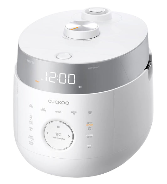 CUCKOO CRP-LHTR1009FW 10 tazas (sin cocinar) / 20 tazas (cocidas) Arrocera a doble presión con olla interior antiadherente, 16 modos de menú, 3 guía de voz, limpieza automática (blanco)