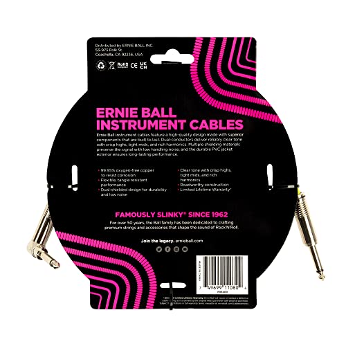 Cable para Instrumentos Ernie Ball Blanco 4,6 m Recto Acodado