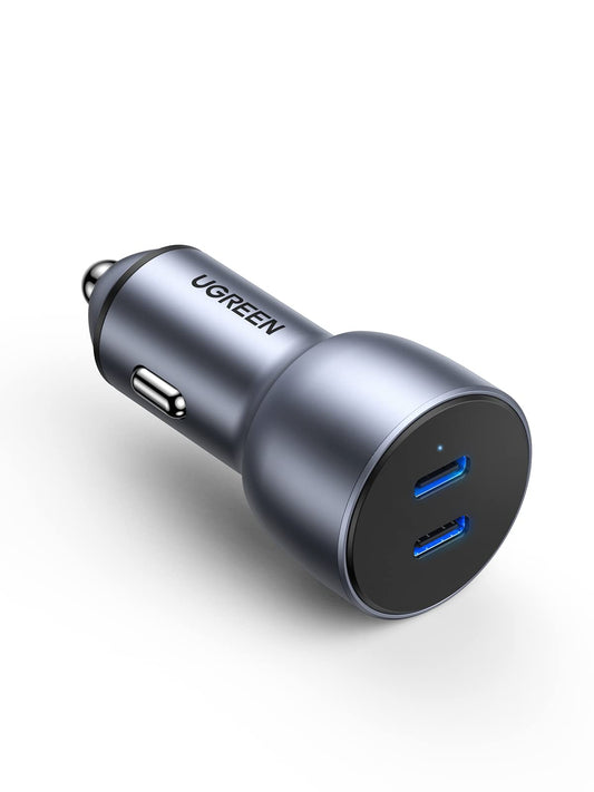 UGREEN 40W Cargador Auto USB C con 2 Puertos PD3.0 Carga Rápida, Tipo C Adaptador de Coche Compatible con iPhone 16/15/14/13/12, iPad Pro/Mini/Air, Galaxy S25/S24/S23/S23 Ultra/Note 20, Pixel 9/8/7
