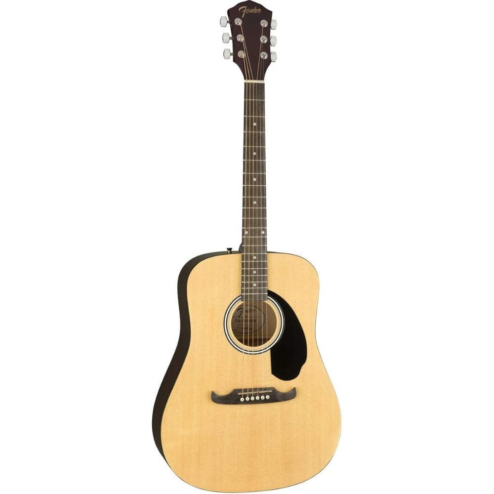 Fender Acoustic Guitar with Guitar Bag, with 2-Year Warranty, FA-125 Dreadnought with Alloy Steel Strings, Glossed Natural Finish, Basswood Construction