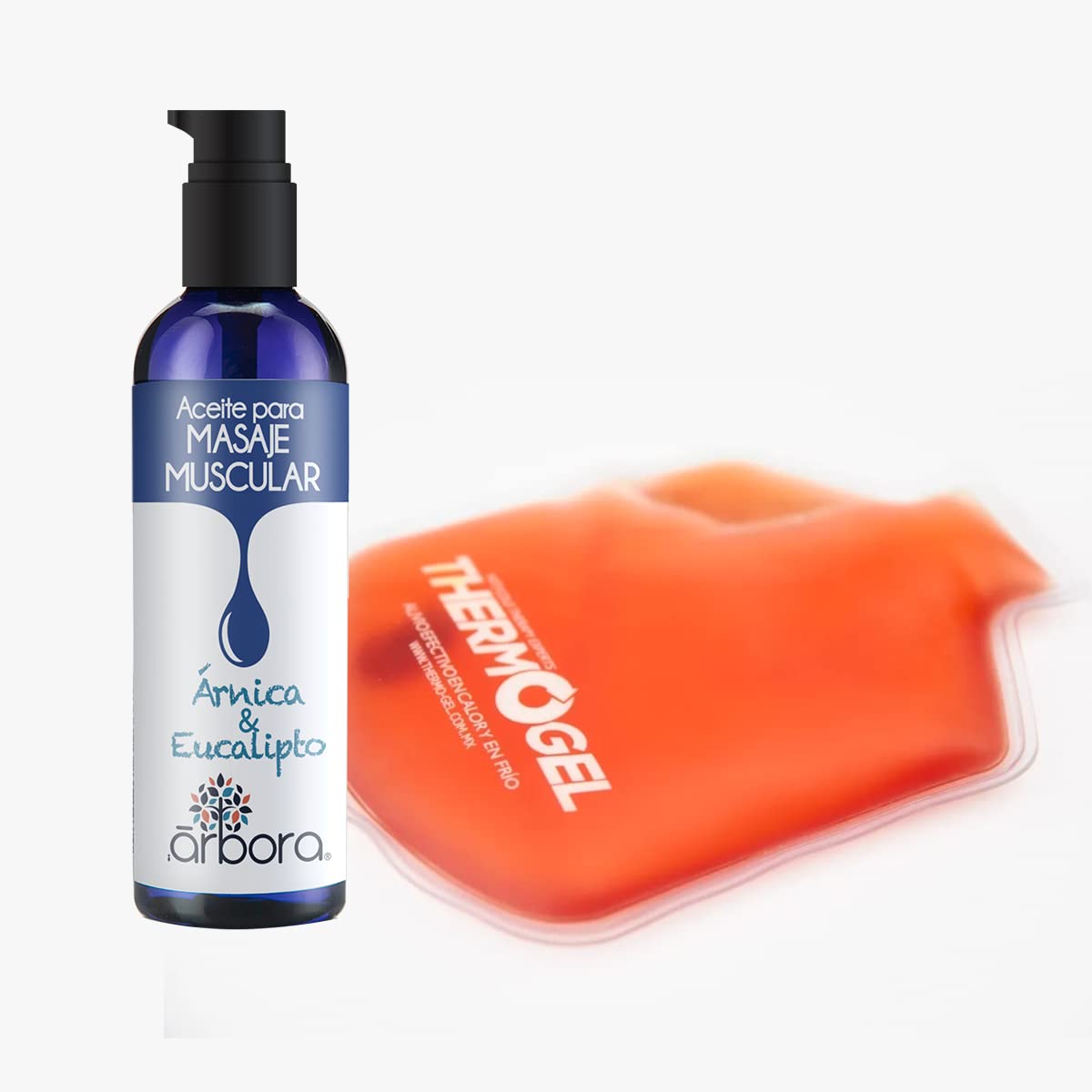 Kit de Aceite para Masaje Muscular Árbora con Árnica y Compresa Térmica Thermogel para Relajación Muscular