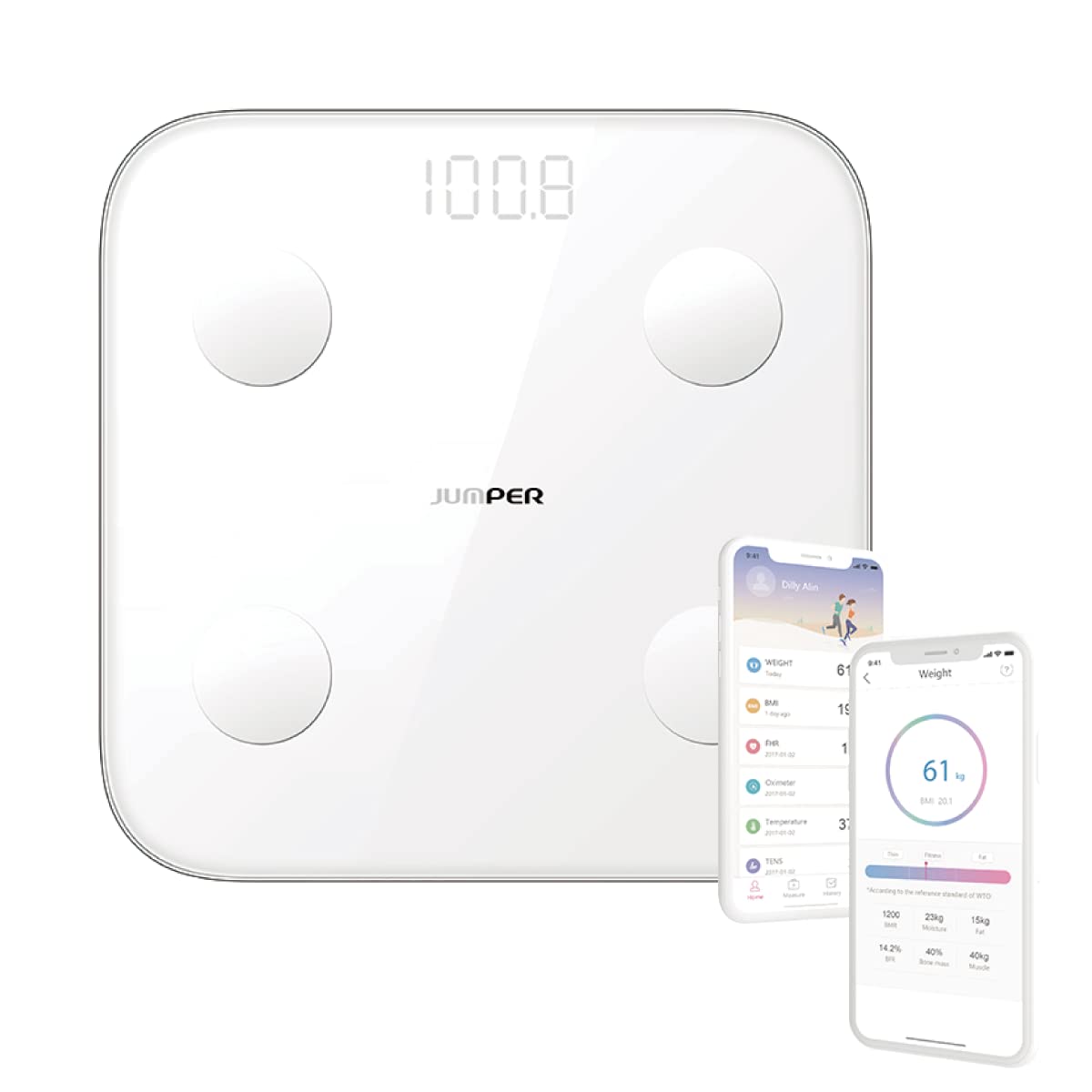 Báscula con bluetooth e indicador de índice de masa corporal - Jumper