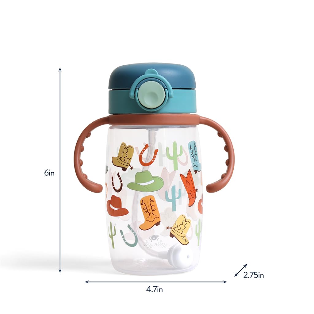 Itzy Ritzy - Taza para sorbos – Incluye pajita de silicona con peso, asas ergonómicas y tapa a presión (occidental)