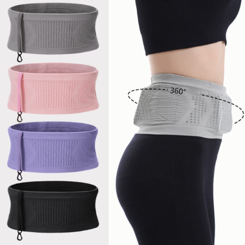 LELISKA Multifunctional Knit Breathable Concealed Waist Bag,Large Capacity Adjustable Running Waist Pack,Universal Running Belt for Running and Outdoor (Pink,M)