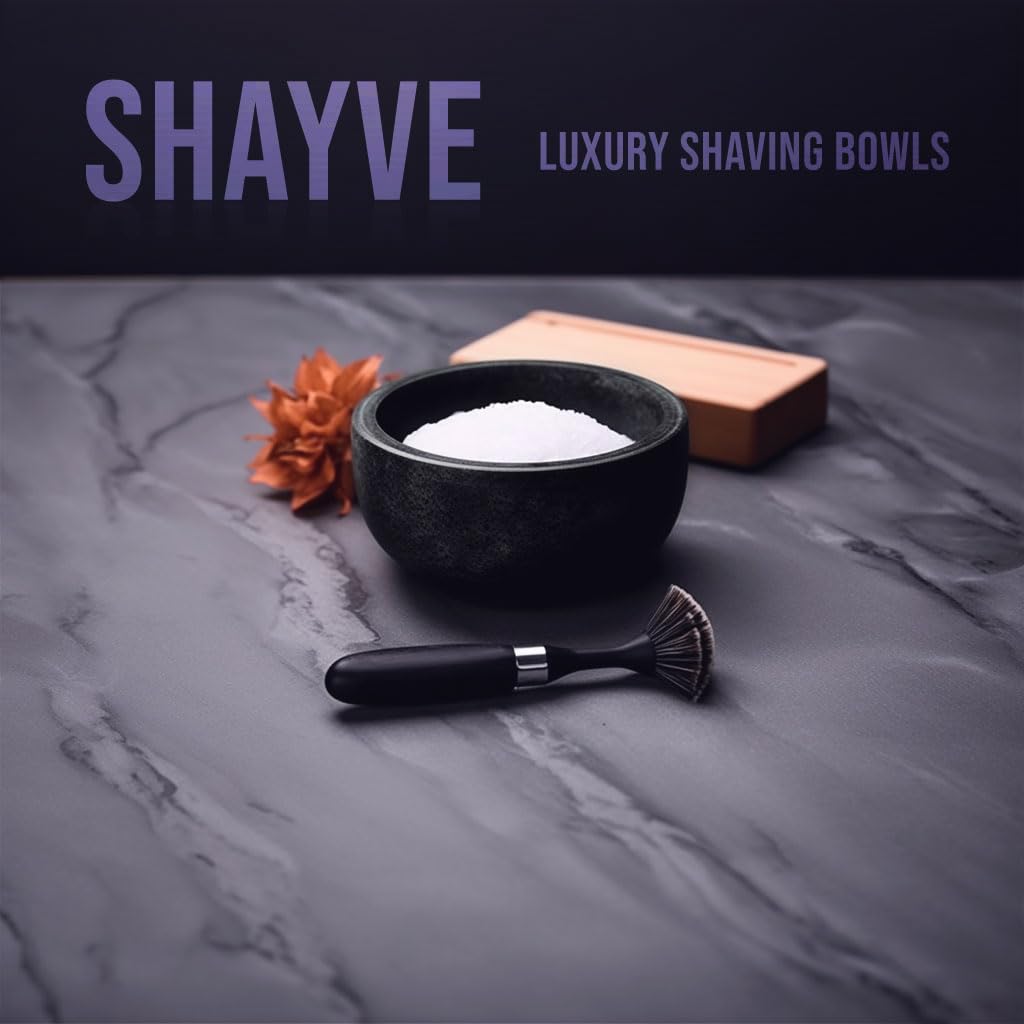 ShayVe - Cuenco de afeitar para jabón y crema de afeitar, cuenco de afeitar de mármol para jabón y crema, exquisito kit de afeitado húmedo con aislamiento térmico (White)