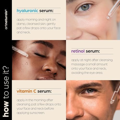 ArtNaturals Anti-Aging-Set with Vitamin-C Retinol and Hyaluronic-Acid - (3 x 1 oz) Serum for Anti Wrinkle and Dark Circle Remover ‰ÛÒ All Natural and Moisturizing